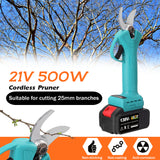 21V 500W Cordless Pruner 25mm Electric Pruning Shear Efficient Fruit Tree Bonsai Pruning Branches Cutter Landscaping Tool