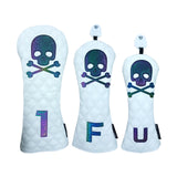 Golf Wood Cover Skull Gradient for Driver Fairway Hybrid Waterproof PU Leather Golf Club Cover Protector Golf Headcover