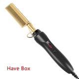 Hair Straightener Hot Heating Comb Smooth Iron Straightening Brush Corrugation Curling Iron Hair Curler Comb Multi-Function Use