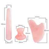 3 in 1 Natural Rose Quartz Guasha Jade Massage Stick for Facial Slimming Lifting Head Back Acupoints Relaxation Skin Health Care