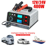 Smart Battery Charger 12V/24V Trickle Smart Pulse Repair Automotive Battery Charger For Car Truck Boat Motorcycle Power Tool