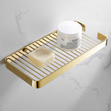 Brass Gold Bathroom Shelf Shower Shampoo Soap Cosmetic Kitchen Rectangle Nail PunchedCorner Holder 1-2 Tier Bath Accessories