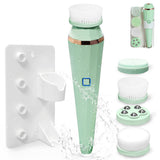 4 In 1 Electric Facial Cleansing Brush Silicone Rotating Face Brush Deep Cleaning Skin Exfoliation Waterproof Facial Massager