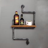 Retro bookshelf American room multi function wall storage wall shelf iron solid wood partition water pipe shelves bathroom rocks