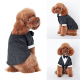 Gentleman Dogs Cat Costume Suit Tuxedo Formal Black Bow Tie Party Wedding Dress Apparel Jacket Clothes For Small Dog