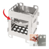 Portable Outdoor Small Firewood BBQ Picnic Stainless Steel Camping Stove Set