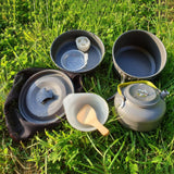 Camping Cookware Kit Outdoor Aluminum Cooking Set Water Kettle Pan Pot Travelling Hiking Picnic BBQ Tableware Equipment