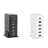 Multi USB C Quick Charge QC3.0 Wall Charger 65W 6 Port Fast Desktop 20W PD Charging Station for Phone, EU Plug