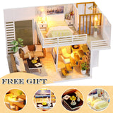 CUTEBEE DIY Dollhouse kit Wooden Doll House Miniature House Furniture Kit Toys for children Christmas Gift TD32