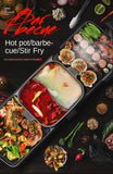 2200W Household Electric Barbecue Stove, Multi-function Hot Pot, Smoke-free and Non Stick Hotpot Pot  Multifunctional Cooker