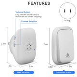 No Battery Required Doorbell,Self-Powered Generation Waterproof Wireless Door Bell Chime Kit For Home, Office, Shops,Dog Bell,Op
