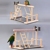Pet Bird Toy Activity Center Birdcage Stands With Bird Perch Ladder Hammock Feeder Playground For Parrot Wooden Platform Pet Toy