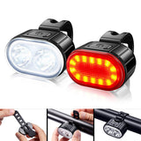 USB Rechargeable Bike Headlight Rear Light Set IPX4 Bright Bicycle Safety LED Lights Cycling Front Light Taillight Rear Lantern