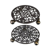 Cast Iron Plant Pallet Caddy Plant Pot With Heavy Duty Wheels Round Flower Pot Planter Trolley Casters Rolling Tray Coaster Movi