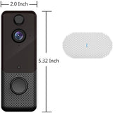 Video Doorbell Camera 1080P Wireless Door Bell With Chime, PIR Motion Detection,Night Vision, Free Cloud Storage-US Plug