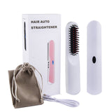 USB Wireless Charging Hair Straightener Portable Mini Ceramic Negative Ion Beard Comb