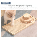 Cat Toy Interactive Pet Toy Scratching Post One Two Layer Turntable Balls Wooden Funny Safe for Kitten Puppy Playing Exercise