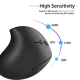 2.4G USB Rechargeable Wireless Vertical Mouse Ergonomics Mute 2400DPI Adjustable Mice for PC Laptop Home Office Windows Mac