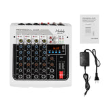 Muslady MIX-400 6-Channel Audio Mixer Mixing Console 3-Band EQ with Reverb Delay Effects +48V Phantom Power Wireless Connect