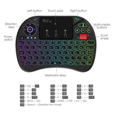 Original Rii X8 2.4GHz AZERTY Mini French Wireless Keyboard with Touchpad, changeable color LED Backlit, Li-ion Battery