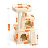 Pet Cat Climbing Tree Cat Condo Kitty Tower with Scratching Post Hammock Bed Multi Level Cat Climbing Activity Tree for Cats