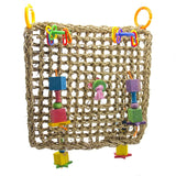 Straw Braid Rope Net Hammock Ladder Bird Foraging Wall Toy for Parrot Parakeet Cockatiel Conure Cockatoo African Grey Macaw Cage