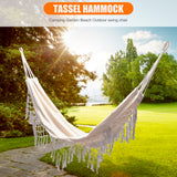 Camping Pure Double Hammocks Canvas Tassel Sleeping Outdoor Backyard Swing Beds for Home Garden Laying Accessories