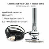 HH-9000 Mobile Antenna Quad Band 29.6/50.5/144/435MHz Antenna Clip mount RB-400 + 5M Cable for TYT TH-9800 KT-7900D Car Radio