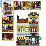 1367pcs Creator Architecture Building Blocks City Street View Bricks Set Coffee Shop Tavern Garden House Hotel Toys For Children