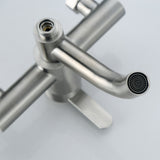 304 Stainless Steel Wall Mount Cold Hot Water Mixer Triple Valve Long Nozzle Tap Bathroom Shower Faucet