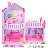 Princess Big Villa DIY Dollhouses casa muñecas Pink Castle Play House With Slide Yard Kit Assembled Doll House Toys