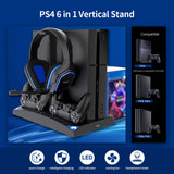 IPEGA Game Vertical Stand 6 in 1 Multifunctional Cooling Fan Headphone Holder Controller Charging Base for PS4/PS4 Slim/PS4 PRO