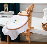 360 Degree Rotation Adjustable Desktop Stand Cross Stitch Rack Frames Desktop Embedded Embroidery Frame Wooden Embroidery Hoop