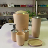 Nordic 6Pcs Black Bathroom Accessories Toothbrush Holder Bin Soap Dish Dispenser Tumbler Toilet Brush Toilet Bathroom Set #A