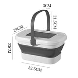 1 Piece Portable Outdoor Travel Beach Folding Bucket Picnic Camping Box Food Fruit Water Container White + Grey