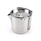 Outdoor 1.2L Stainless Steel Kettle Picnic Camping Hanging Pot Portable Coffee Pot Teapot Camping Cooker for Hiking Camping Trip