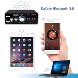 220V High-Power Bluetooth Home Power Amplifier Suitable For Speaker Card U Disk Radio Power Amplifier(US Plug)