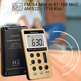 V112 Mini Handheld Radio Portable FM AM 2 Band Digital Pocket Radio Receiver Earphone Speaker For Walkman Go Hiking