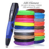 Original Model 3D Pen With 20 Color ABS Filament Plastic 3 D Printing Pens Creative Toy Birthday Gift For Kids Design Drawing