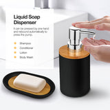 Bathroom Accessories Set Bamboo Plastic Bathroom Kit Toothbrush Cup, Soap Dispenser, Soap Dish, Toilet Brush Holder,Trash Can