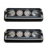 2pcs/lot Amber 4 LED Car Warning Light Flashing Lamp Emergency Beacon Light Bar Hazard Strobe Light Waterproof Light 12V~24V