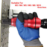 M3-M10 Cordless Electric Rivet Nut Tool Converter, Insert Nut Tool Household Rivet Nut Kit With 150Pcs Rivets