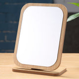 Pocket Cute Standing Desktop Mirror Compact Foldable Adjustable Angle Aluminum Cosmetic Wooden Table Makeup 360 Degree Portable