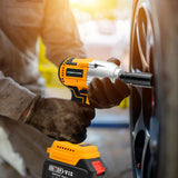 Cordless Impact Wrench Brushless 330NM Torque Stepless Speed with 21V Li-ion Battery and Charger Variable Speed with 22mm Socket