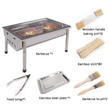 Outdoor Barbecue Grill for 3-5 People Stainless Steel Portable Barbecue Stove Thicken Picnic Barbecue Tools for Camping