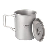 Lixada 450ml/550ml Titanium Water Cup with Lid Coffee Cup Mug Tea Cup Camping Mug for Camping Hiking Backpacking Picnic