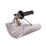 Sand Scoop for Metal Detecting, Stainless Steel with Hexahedron 7Mm Holes for Beach Treasure Hunting Plastic Handle