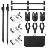 Fishing Bite Alarm Set with Swinger Fishing Rod Rest Fishing Pole Holder Bite Alarm Bar Storage Bag