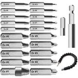 23 Pcs Daed Screw Extractor Set for Broken Screw or Bolt, Broken Bolt Extractor Screw Remover Set with Extension Bit Holder,