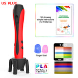 3D Pen With 12 Colors PLA Filament Printing Pen Support ABS and PLA Kids Diy Drawing Pen With LCD Display
